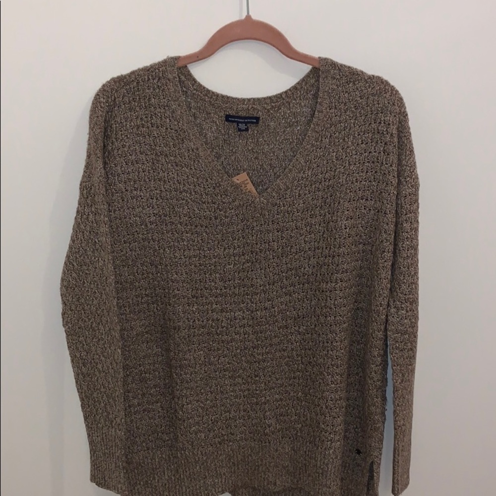 Brown American Eagle Textured Sweater
